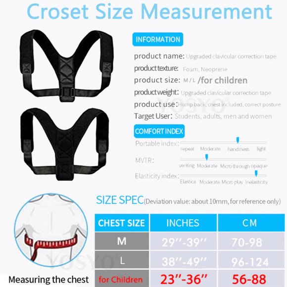 POSTURE CORRECTOR Brace Support Belt Adjustable - Picture 3 of 9